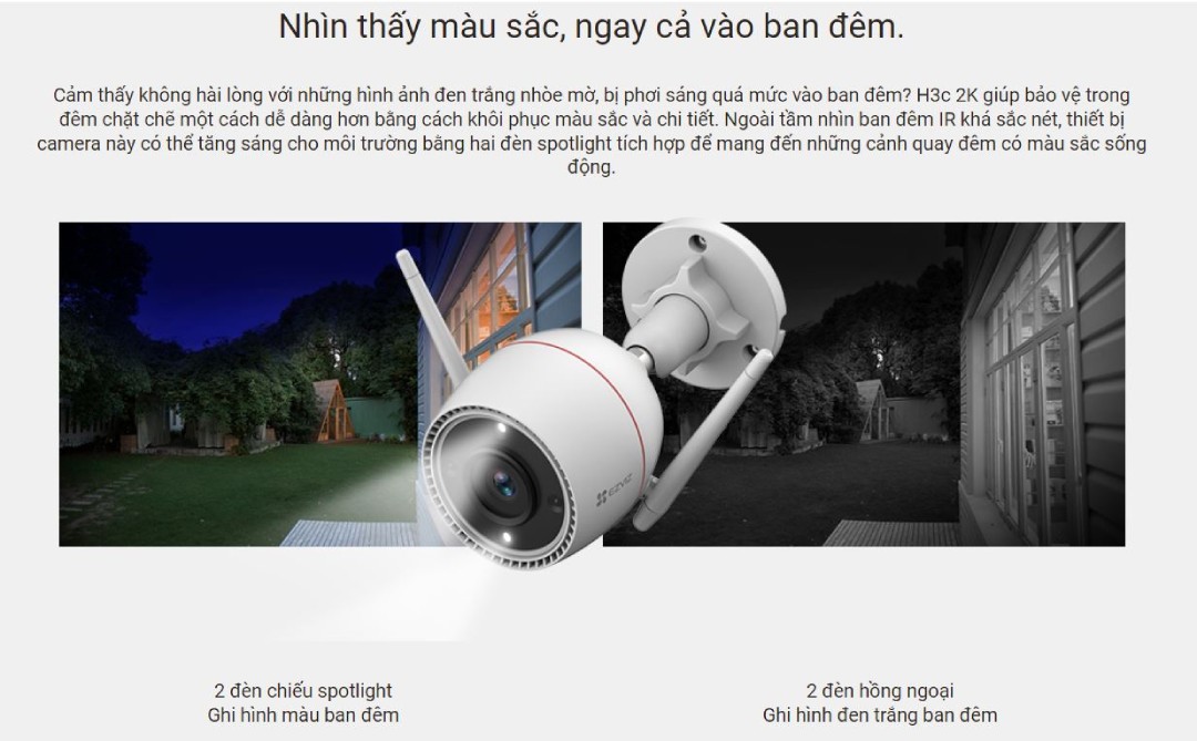 Camera EZVIZ H3C 2K - Hình ảnh màu ban đêm