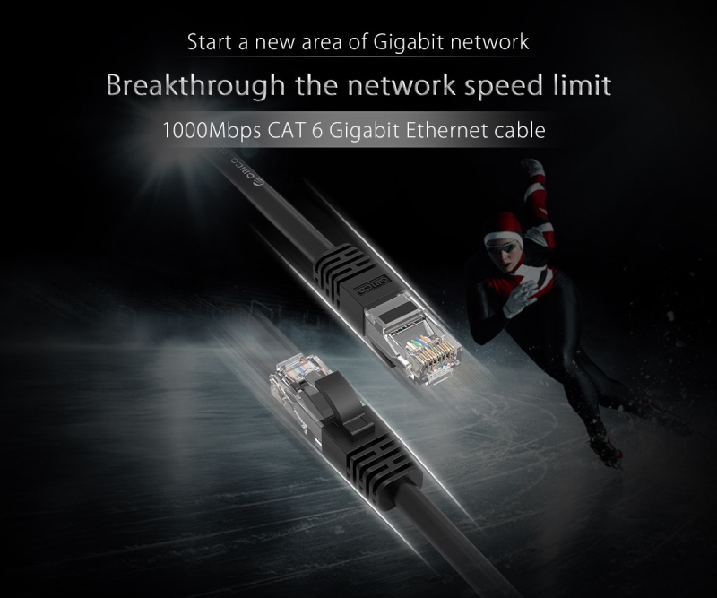 Cáp mạng CAT6 3M ORICO PUG-C6-30-BLACK - Cáp có tốc độ truyền cao với băng thông rộng 1000Mbps.